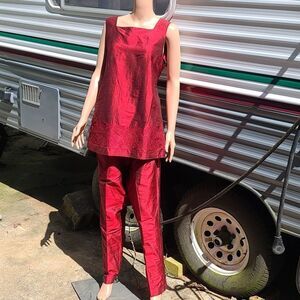 Motherhood Maternity Red Silk Formal PantsSuit